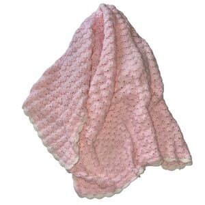 Vintage NWOT Handmade Pink & White Baby
Christening Afghan